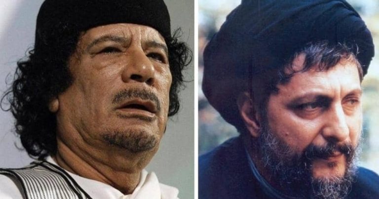 صورة مركّبة للإمام الصدر ومعمر القذافي (انترنت).